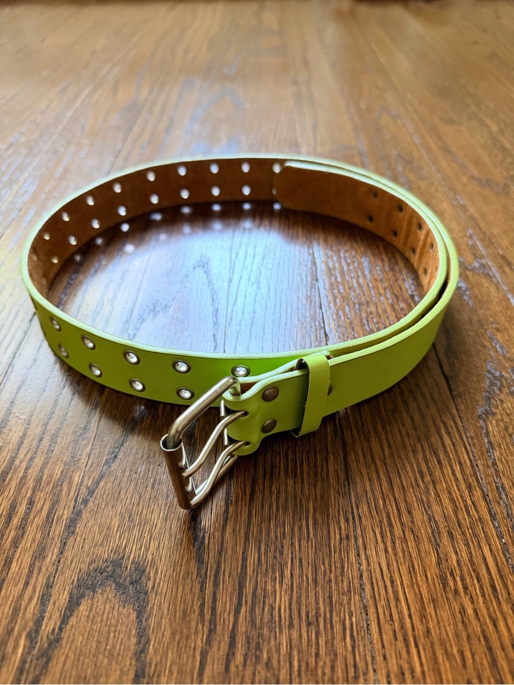 Neon Lime Double-Prong Studded Women’s Belt